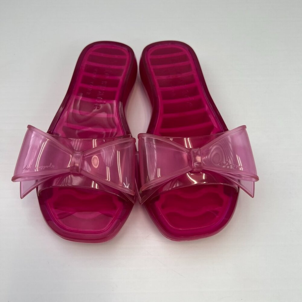 Kate Spade Sandal Women 7 Bow Tie Knot Slide Flat Jelly Cruise Resort Party Core - Picture 1 of 9